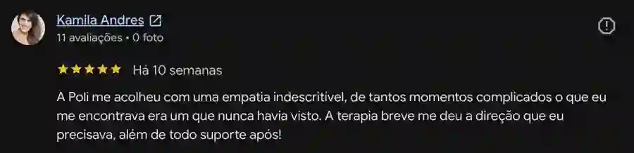 Depoimento de Kamila Andres sobre a Poliana Santos no Google
