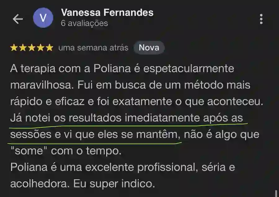 Depoimento de Vanessa Fernandes sobre a Poliana Santos no Google